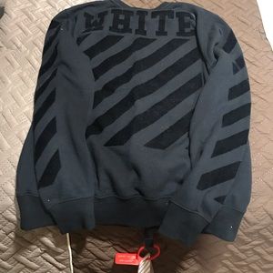 Offwhite Crewneck, All Black Suede texture